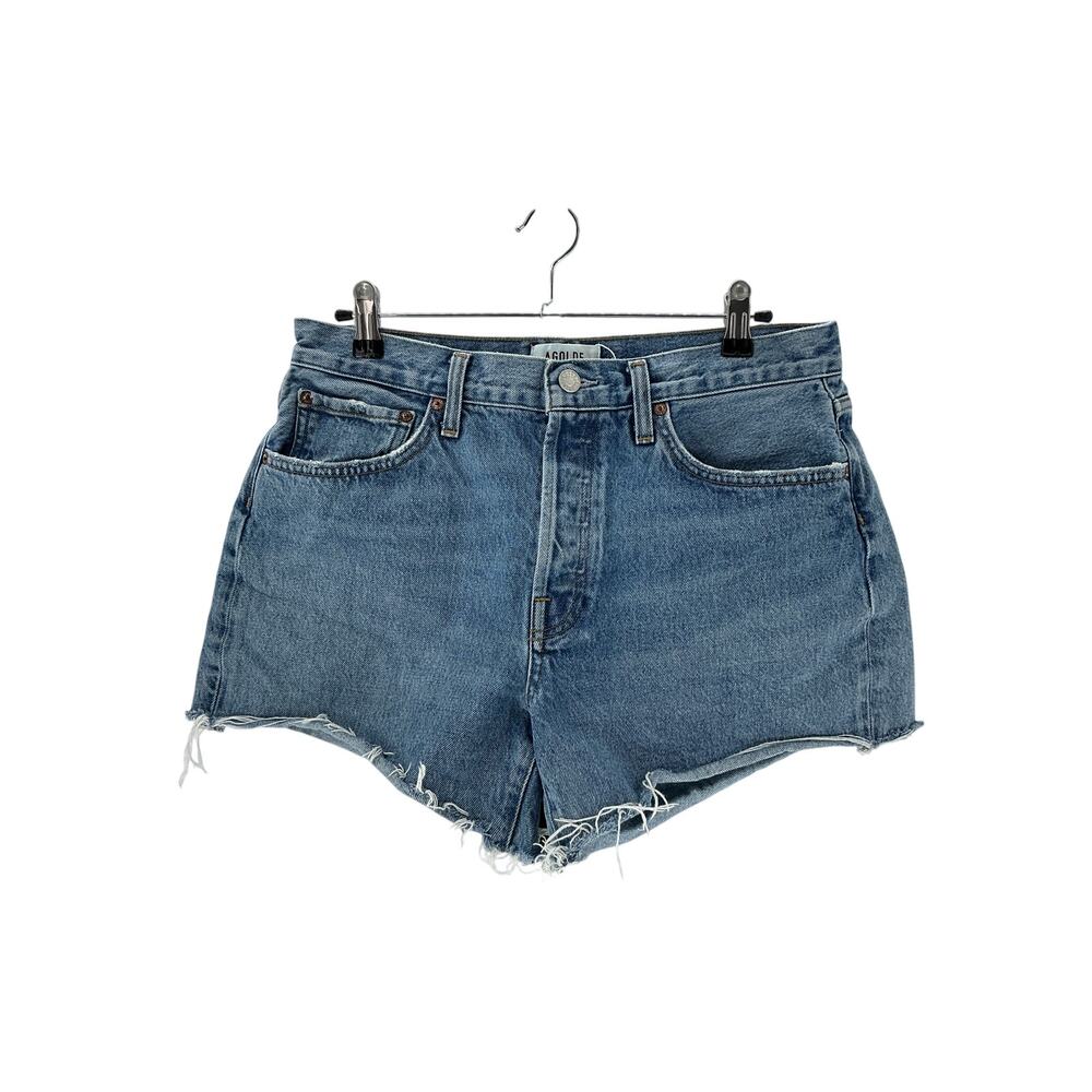 Agolde Light Blue Denim Cutoff Shorts - Picture 2 of 4